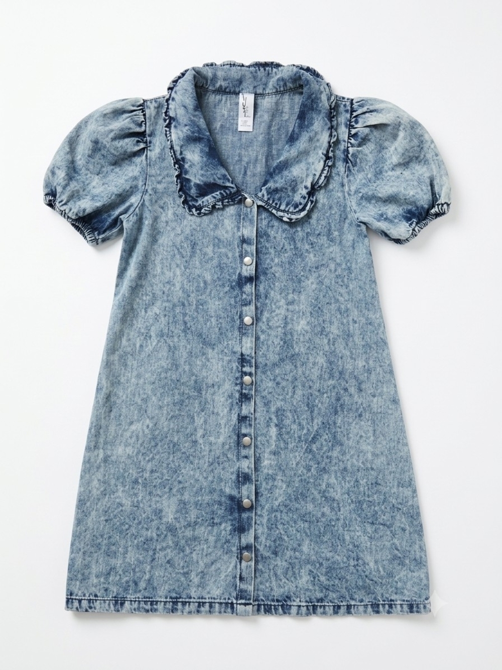 Washed Blue Denim Button-Front Mini Dress - Picture 2 of 2